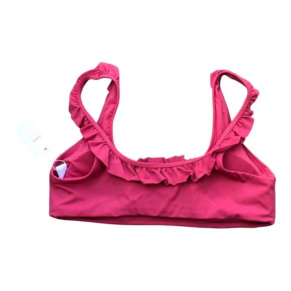 Andie NWT The Feminine Hydra Wide Straps Ruffle Accents Bikini Top Rosette Large - Picture 4 of 11